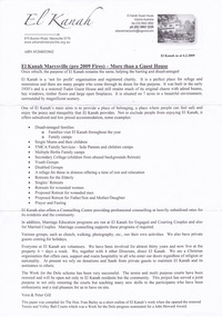 A document regarding El Kanah in Marysville that outlines it's purposes.