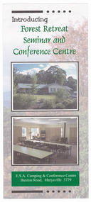 An information flyer regarding the E.S.A. Camping and Conference Centre in Marysville.