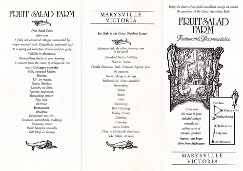 An information brochure regarding the Fruit Salad Farm in Marysville.