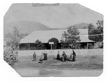 A copy of a black and white photograph of the Junction Hotel in Marysville taken in December, 1899.