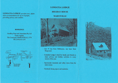 An information brochure regarding Lomatia Lodge Holiday House in Marysville.