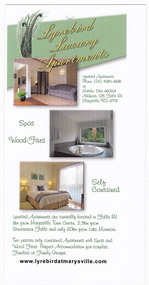 An information flyer regarding Lyrebird Luxury Apartments in Marysville.