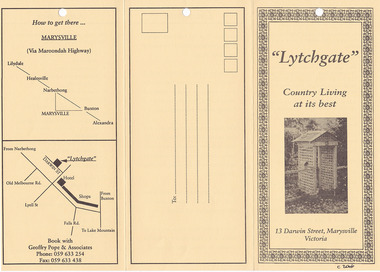 An information brochure regarding "Lytchgate" holiday home in Marysville.