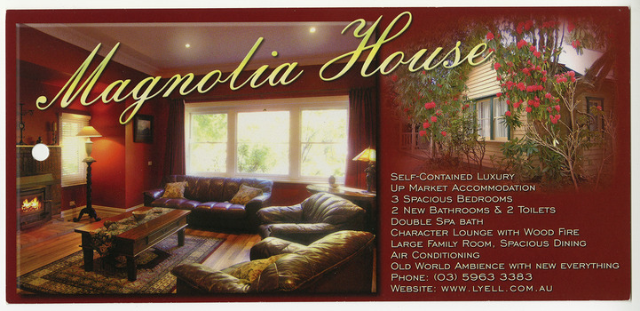 An information flyer regarding accommodation at Magnolia House in Marysville.