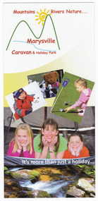 An information flyer regarding the accommodation and facilities available at the Marysville Caravan and Holiday Park.