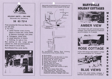 An information brochure regarding the facilites and amenities available to guests at Marysville Holiday Cottages.