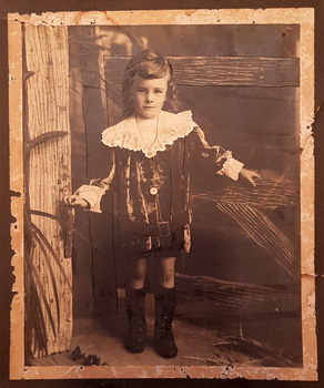 A digital copy of a sepia photograph of Arthur Dickinson aged 6. Arthur built and owned Marysville House along with his wife Grace.