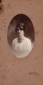 A digital copy of a sepia photograph of Eilleen Dickinson Spooner, the sister of Arthur Dickinson, who build Marysville House in the late 1920s.