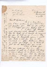 A digital copy of a letter to Mrs Dickinson of Marysville House questioning availability of accommodation in September 1934. Marysville House was built in the late 1920s by Arthur Dickinson. 