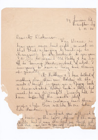 A digital copy of a hand written letter that was sent to Mrs Dickinson of Marysville House from a guest that had been staying at Marysville House. Marysville House was built by Arthur Dickinson in the late 1920s.