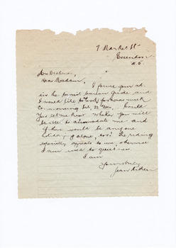 A digital copy of a hand written letter enquiring on the availability of accommodation at Marysville House during Christmas in 1934. Marysville House was built in the late 1920s by Arthur Dickinson.