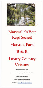 An information flyer regarding Maryton Park B&B Country Cottages near Marysville.