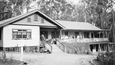 A digital copy of a black and white photograph of Mount Kitchener House in Marysville that was taken in 1930.