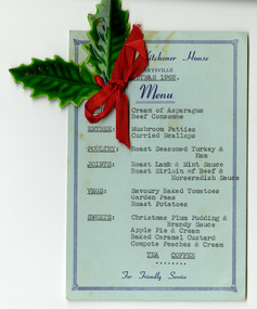 A menu from Mount Kitchener House in Marysville for Christmas Day 1968.