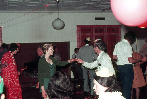 A series of four digital copies of colour photographs taken at a dance at Mountain Lodge in Marysville in 1974.