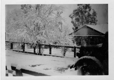 A digital copy of a black and white photograph that was taken at Roseleigh guest house in Marysville. The original photograph was taken in 1951.