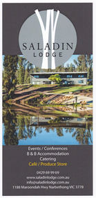 An information flyer regarding Saladin Lodge in Narbethong.