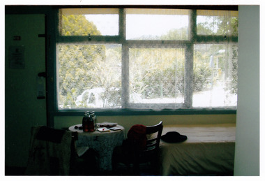 A colour photograph taken of the view from one of the rooms at the Scenic Motel in Marysville.