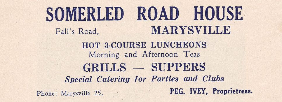 An advertisement for Somerled Road House in Marysville.