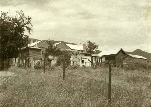A digital copy of a black and white photograph of Taggerty House near Taggerty in Victoria. Taggerty House was owned and operated by the Batchelor Family.