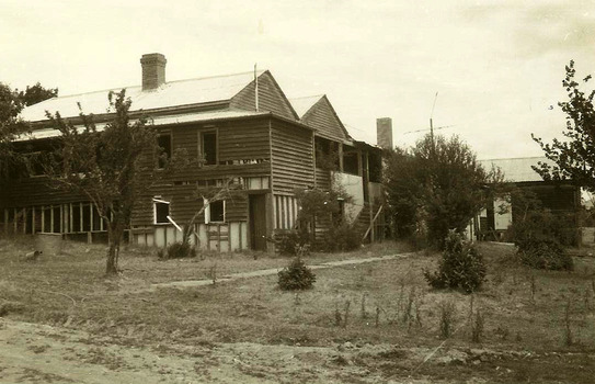 A digital copy of a black and white photograph of Taggerty House near Taggerty in Victoria. The Batchelor Family owned and operated Taggerty House.
