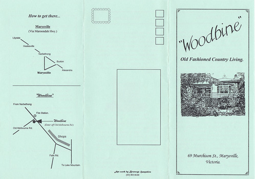 An information brochure regarding the accommodation and facilities available at Woodbine in Marysville.
