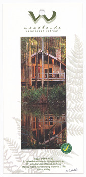 An information flyer regarding the accommodation and facilities available at Woodlands Rainforest Retreat in Narbethong.