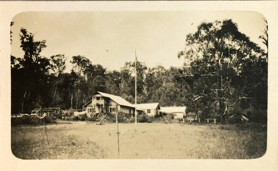 A digital copy of a black and white photograph of Wych Cross guest house in Marysville. Wych Cross guest house was one of the 12 main guest houses in Marysville and was originally built in 1919.