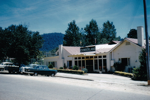 A colour photograph of the Cumberland guest house in Marysville. The photograph was taken in the late 1950s to early 1960s.