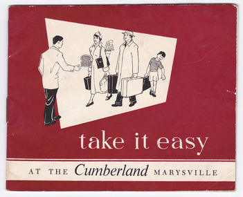 An accommodation booklet regarding The Cumberland guest house in Marysville.