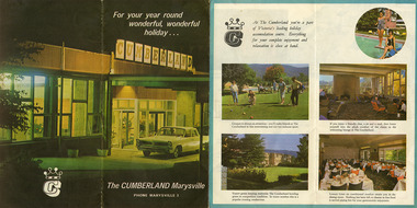 An information brochure regarding the accommodation and facilities available at The Cumberland guest house in Marysville.