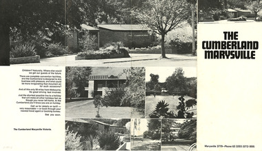 An information brochure regarding the accommodation and facilities available at The Cumberland guest house in Marysville.