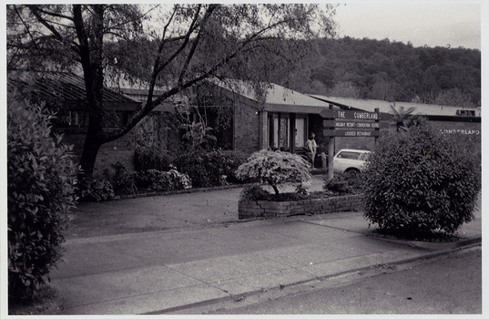 A black and white photograph taken at The Cumberland guest house in Marysville.