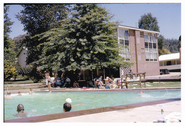A colour photograph of the swimming pool at The Cumberland guest house in Marysville.