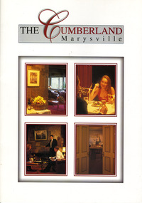 A digital copy of a conference booklet outlining the accommodation and facilities available at The Cumberland guest house in Marysville.