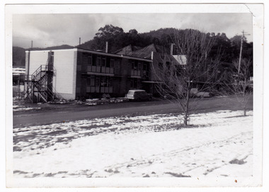 A black and white photograph of The Marysville Hotel in Marysville.