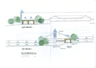 A copy of a set of architectural drawings for Kooringa Guest House in Marysville. The original drawings were produced in February 1998 by Watt & Paulberg Architects.