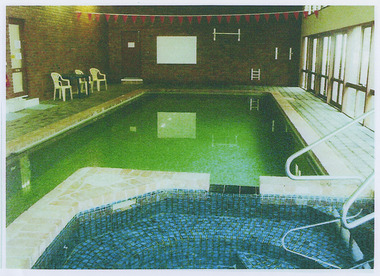A copy of a colour photograph taken of the indoor pool at Kooringa Resort and Conference Centre in Marysville.