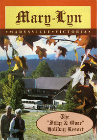 A booklet outlining the accommodation and facilities available to guests staying at Mary-Lyn Guest House in Marysville. Mary-Lyn was a part of the Mary Chain of guest houses built by Eric Dowdle during the Depression years. During the 1980s Mary-Lyn Guest House became a '50 & Over' Holiday Resort run by Malcolm and Jeni Reed. This booklet was produced during the 1980s.