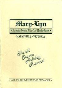 An information pack regarding Mary-Lyn Guest House in Marysville. Mary-Lyn was a part of the Mary Chain of guest houses built by Eric Dowdle during the Depression years.