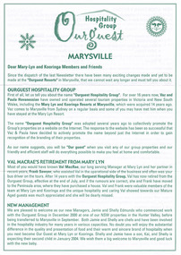 A newsletter published by Ourguest Hospitality group of which Mary-Lyn Guest House in Marysville was a part of. Mary-Lyn was a part of the Mary Chain of guest houses built by Eric Dowdle during the Depression years.