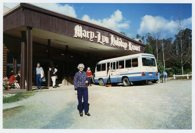 A copy of a colour photograph taken at Mary-Lyn Holiday Resort in Marysville. Mary-Lyn was a part of the Mary Chain of guest houses built by Eric Dowdle during the Depression years.