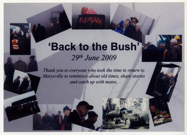 A thank you card that was sent by the Sund family to attendees of a function that was held some four months after the 2009 Black Saturday bushfires that destroyed the majority of the township of Marysville. The Sund family owned an operated a timber sawmill in Marysville.