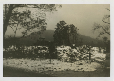 A black and white photograph of Andersons No. Mill at Marysville. The view of the mill is south from the top of Mount Gordon.