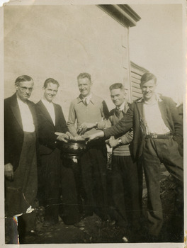 A black and white photograph of a group of men who worked at the Andersons Mill near Marysville.