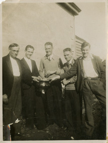 A black and white photograph of a group of men who worked at the Andersons Mill near Marysville.