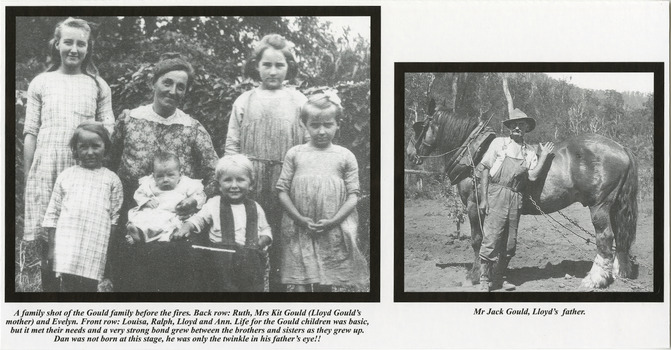 Copies of two early black and white photographs of Lloyd Gould's family.
