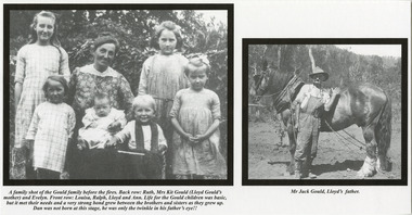 Copies of two early black and white photographs of Lloyd Gould's family.