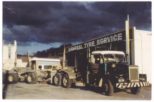 A colour photograph of the general tyre service workshop that was a part of the Gould Service Station on Falls Road in Marysville.