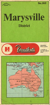 Shows a Broadbent's tourist map of Marysville and the district. Shows a small map of the township of Marysville. Shows a legend and scale too.